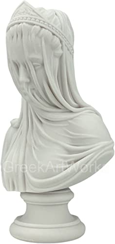 Busto dama velada Monti 1875 en mármol fundido, regalo de bodas de lujo 3
