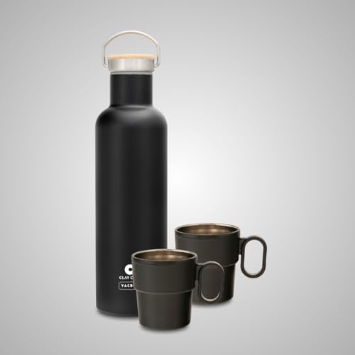 Image of Clay Craft Vacbott Hiker Combo Double Wall 18 Hours Hot & 24 Hours Cold Water Bottle Vacuum Insulated Flask Bottle 700ml, with Single Walled Victor Mug Set of 2 Steel Bottle|1Year Limited Warranty