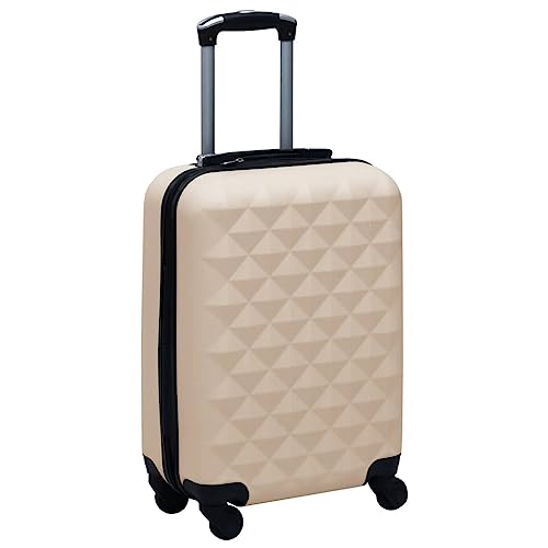 Durable Gold Hardcase ABS Trolley Luggage, Lightweight Roller Suitcase with Security Lock, Expandable for Business Travel, Holiday, & Away Garment Storage.