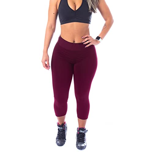 CALÇA LEGGING SUPLEX CORSÁRIO Cor:Bordô;Tamanho:GG- 46