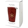 Tea Forte Double-Walled Ceramic Kati Cup, Removable Stainless Steel Infuser Basket and Lid, Steeps 12 oz Loose Leaf Tea, Dishwasher & Microwave Safe, Warming Joy