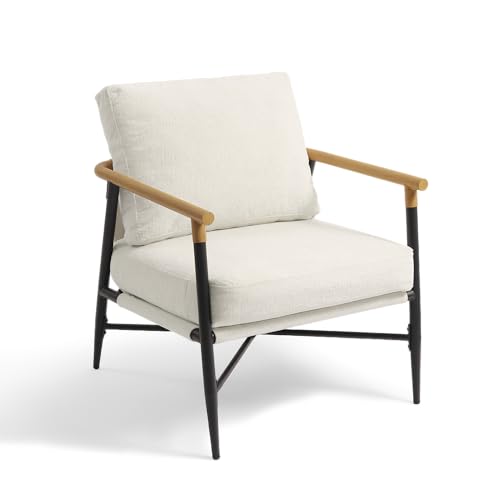 Sillón Chenille Beige con Estructura de Metal miniatura 6