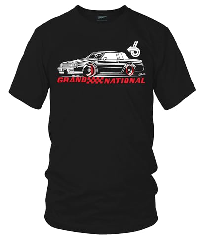 Wicked Metal Grand National Stylized T-Shirt, Black, Classic Car Design, M-5XL