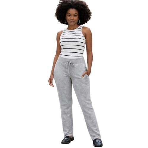 Calça Básica Feminina Reta Moletom Stretch Flanelado Malwee (BR, Alfa, M, Regular, Regular, Cinza)