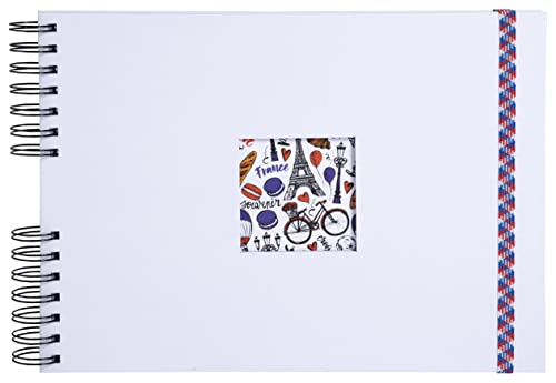 Exacompta 15135E Fotoalbum mit Spiralbindung FRENCH’CLASS 150 Fotos 50 weiße Seiten Format 23 x 16 cm weißer Einband aus beschichtetem Papier mit einem Gummiband zum Verschließen