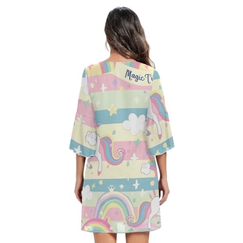Vestido de fiesta de unicornio pastel a rayas estilo occidental para niñas 4