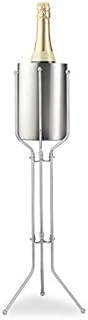 Relaxdays Stand for Champagne Bucket, Foldable, Cooler Stand for Prosecco, Wine, etc, Stainless Steel, Silver 76 cm high