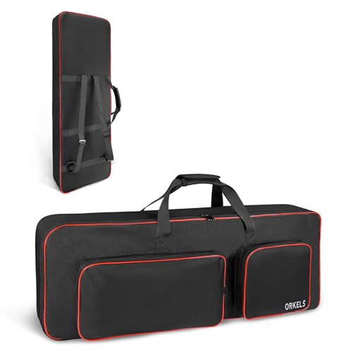 Image of SUNDOY 61-Key Keyboard Gig Bag, Padded Electric Piano Case with 10mm Cushion, 600D Oxford Waterproof Fabric, Portable Keyboard Carrying Bag with Large Accessory Pockets