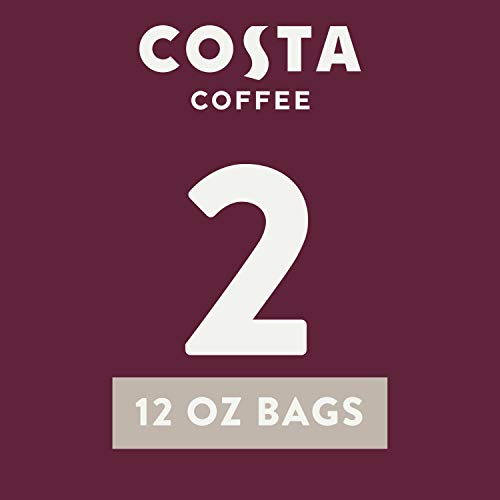Costa Coffee Ground Coffee, Dark Roast, 2 bags (12oz each), Rainforest Alliance Certified