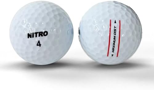 Nitro Long Distance Golf Balls (12PK) All Levels Maximum Distance Titanium Core 85 Compression High Velocity Spin Control Long Distance Golf Balls USGA Approved-Total of 12-White