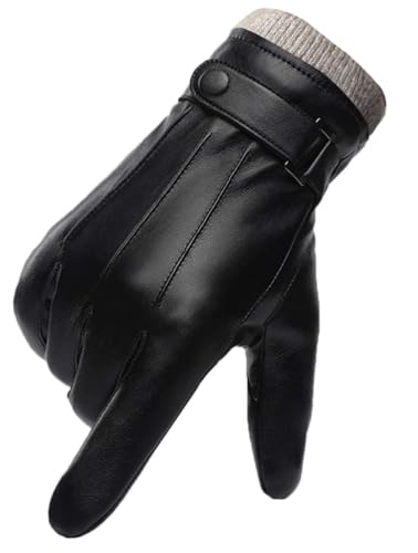 FCHITOP Inverno Guanti Uomo PU Pelle Touchscreen Caldo Vello Antivento