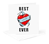 3dRose Greeting Card - Best. Lover. Ever. Tattoo Heart Design - Illustrations