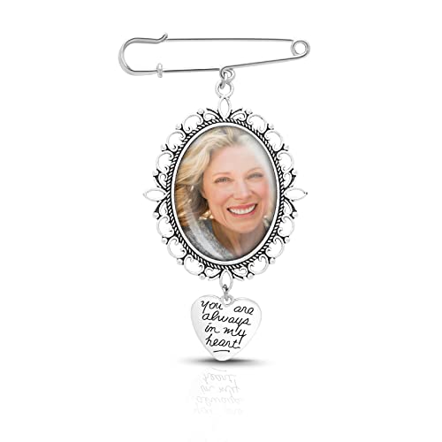 1PCS DIY Wedding Bouquet Photo Charm Pin Brooch Making Kit - Single Lacy Frame Wedding Charm Oval Glass Cabochons Picture Frame with Pendant by Yolev - Used condition - US$6.31