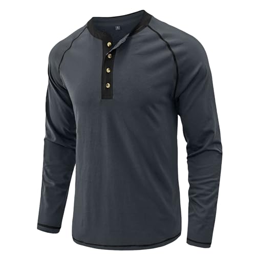 Men's Henley Shirt Long Sleeve Thermal Underwear Henley Top Casual Slim Fit Lightweight 5 Button T Shirts2
