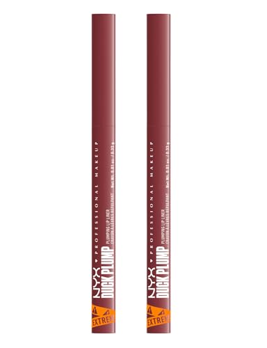 NYX Professional Makeup Duck Plump Plumping Lip Liner Matita Labbra 04 Fill Em' In Rimpolpante Lunga Tenuta per Labbra Piene Volumizzate con Zenzero e Peperoncino - 2 Matite