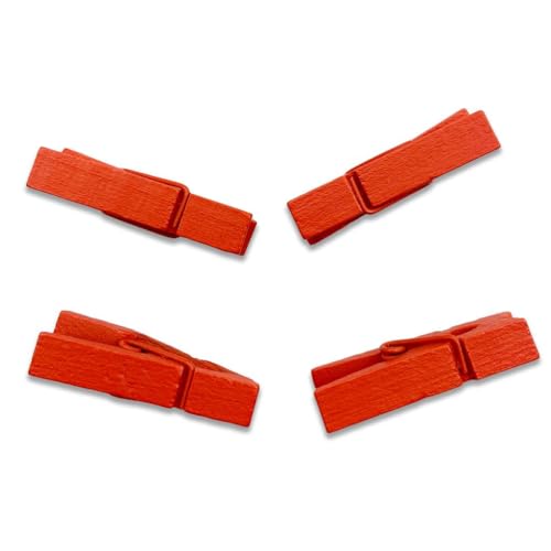 100x 35ミリメートル木製ペグ工芸品電話画像クリップスクラップブッキングアートオフィスクリップ装飾洗濯はさみクランプオレンジ