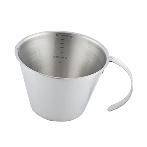 BESTonZON 1 Pc Tasse à Mesurer En Acier Inoxydable Gobelet à Balance En Acier Inoxydable Pichet De Cuisine à La Vapeur Outil De Mesure De Cuisson Pot à Lait Liquide Cylindre Gradué