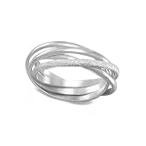 AzureBella Jewelry Trinity Three Band Interlocking Ring Polished with One Stardust Sterling Silver