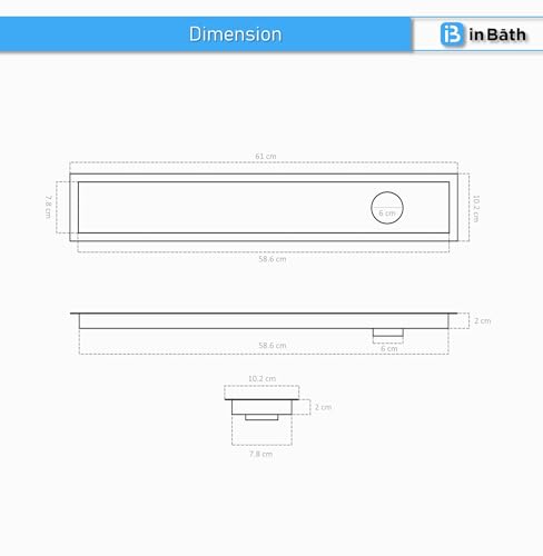 Image of InBath Classic Shower Drain Channel with Collar| 24x4 Inches Shower Drainer| Floor Drain|Stainless Steel 304 Grade| Side Hole Type