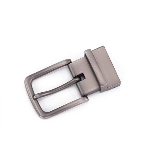 Men's Pin Buckle Belt,Pure Leather,Pinhole Swivel Buckle,Reversible,125cm,Black4