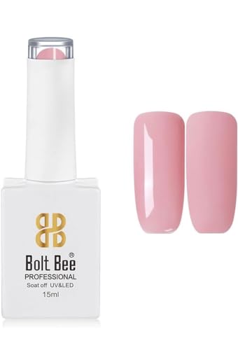 Image of BOLT BEE 15ML Gel Nail Polish 1Pc Clear Pink Glitter Nail Polish Soak Off UV LED Nail Gel Polish Nail Art Starter Manicure Salon DIY at Home, 0.5 OZ (1) (118)