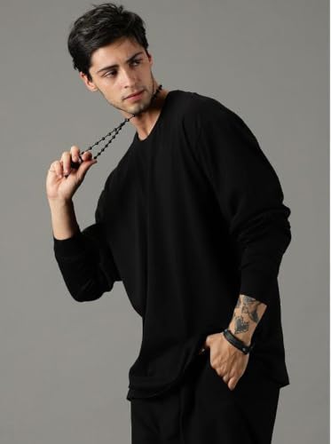 Image of ALONE EAGLE Oversized Cotton Plain Full Sleeve Round Neck Combo T Shirt for Men Pack of 2