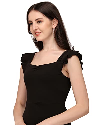 Image of Mehrang Fashion Western Dress || Stretchable Solid Sleeveles Frill Dress for Women || Western Dresses for Women || Dress for Women|| Summer Short Dresses for Women