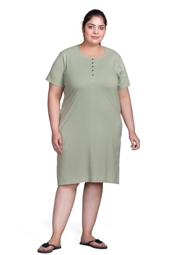 Image of In Love Women Cotton Buttoned Plus Size Short Slip Nighty Chemise