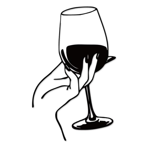 Generico Art mural en métal avec verre à vin, Silhouette de verres à vin tenant en main, panneau pour vin, décoration murale en métal pour cuisine, coin...