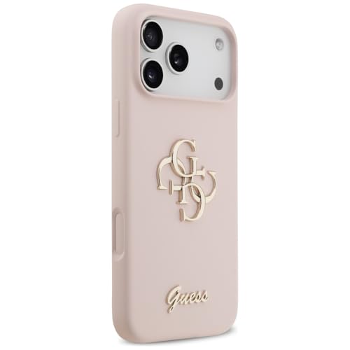 Coque silicone Guess 4G Script rose iPhone 17 Pro Max luxe et style