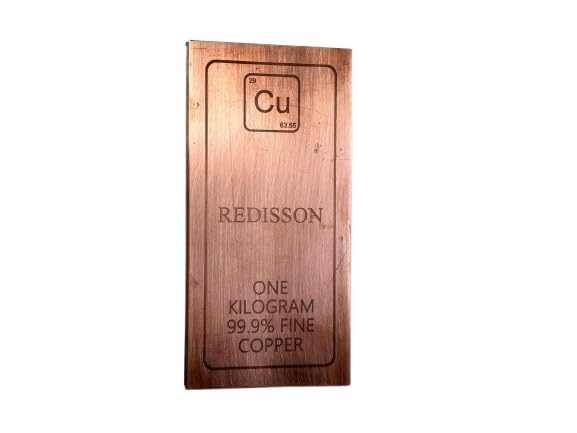 Image of 1 Kilogram 99.9% Pure Copper Bar by REDISSON Metals (Delivering Quality Metal Since 2008)- Industrial grade bullion ideal for industrial use, collectors, investors and metal enthusiasts seeking high-purity copper with reliable quality and durability.