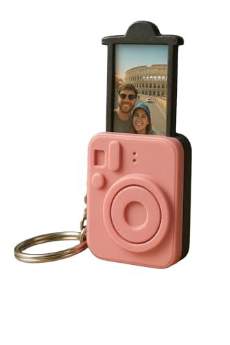 Duesse Porte-clés design appareil photo vintage en plastique, décoratif, couleur noir/rose, accessoire personnalisable