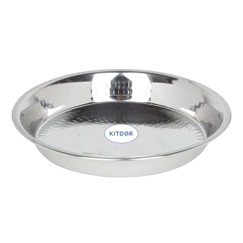 Image of Stainless Steel Atta Parat for Dough Kneading | Multipurpose Mixing Parat for Serving, Mixing & Storing | Dough Bowl for Kitchen (Hammered, Large)