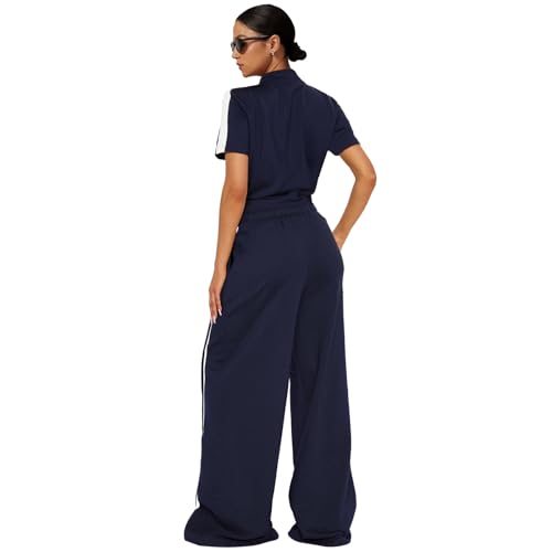 Yeshire Lounge Sets for Women Sweatsuit 2 Piece Outfits Zip-up Sweatshirt Wide Leg Sweatpant Tracksuit Matching Set2