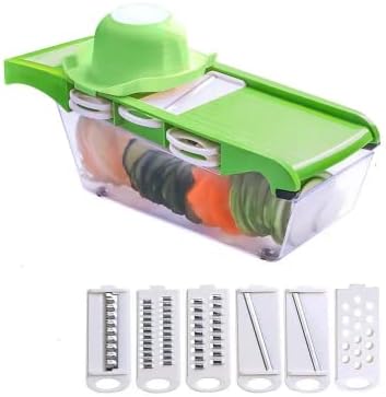 12 En 1 Cortadora De Verduras Mandolina Con Tapa Del Contenedor (Verde)