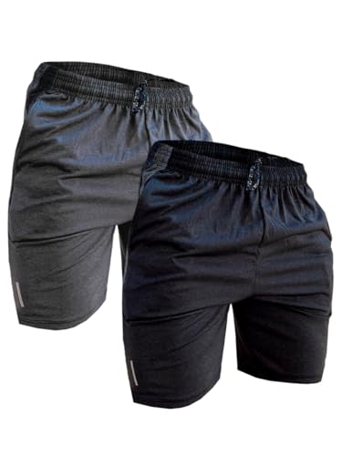 Kit 2 Shorts Masculinos Dry Fit, Bermuda Academia Treino, Tecido 100% Poliéster, Bolsos Laterais, Co