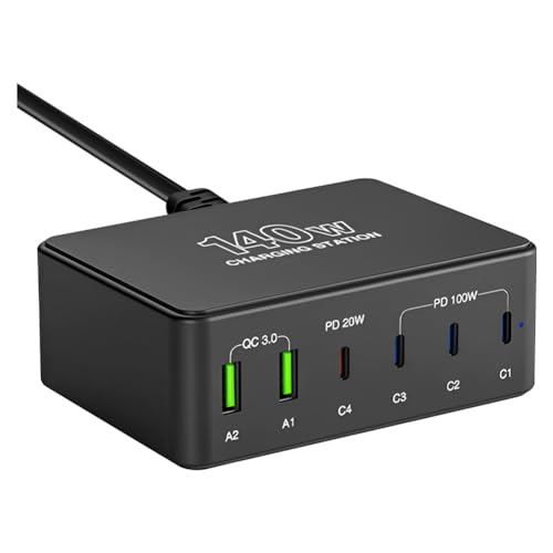 Cargador rápido para 6 dispositivos simultáneos解决múltiples cables USB 140W PD 3.0