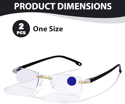 2Pcs Blue Glasses Self Adjusting, Dual Focusing Eyeglasses Smart Zoom Reading Anti-Blue Presbyopia Glass Look Far And Near For Men Women - 2