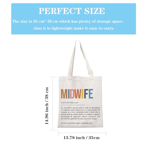 GJTIM Midwife Gift Doula Gift OBGYN Doula Thank You Gift Midwife Definition Tote Bag Labor and Delivery Nurse Shopping Bag (Midwife Tote)2