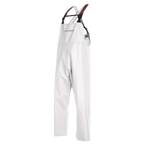 Grundens Men’s Shoreman Bib Pants | Stain-Resistant, Waterproof Seafood Processing Bibs, White, X-Large Cover