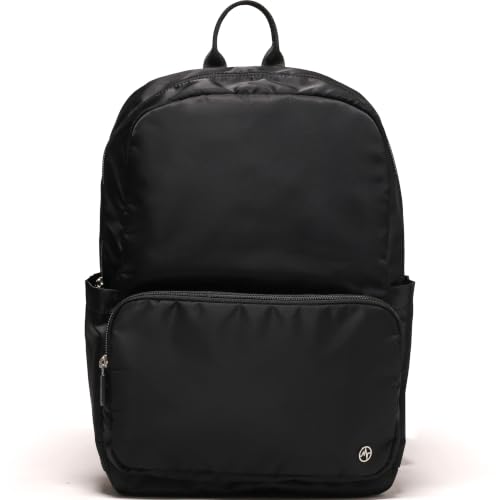 Pander 22L Casual Daypack Everyday Backpack with Luggage Sleeve Smooth Webbing Handle Professional Commuter School Bag, Black