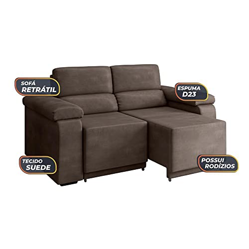 Sofá Retrátil Desmontável Suede 2 Lugares Fox Marrom