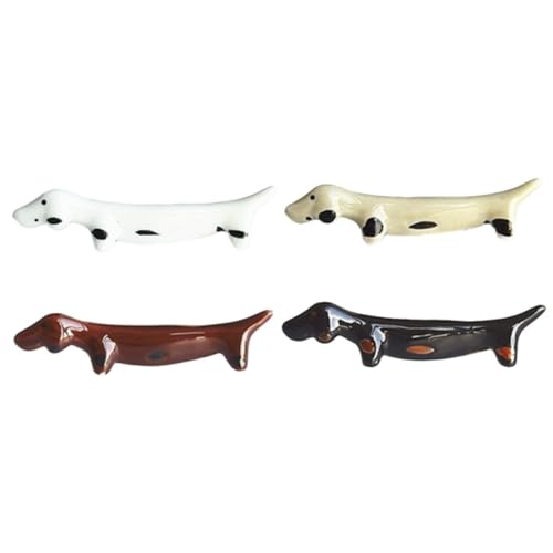 DOITOOL Soporte para Palillos de Cerámica Diseño de Perro Salchicha Set de 4 Unidades en Colores y Compacto y Decorativo para Mesa de Comedor y Restaurante