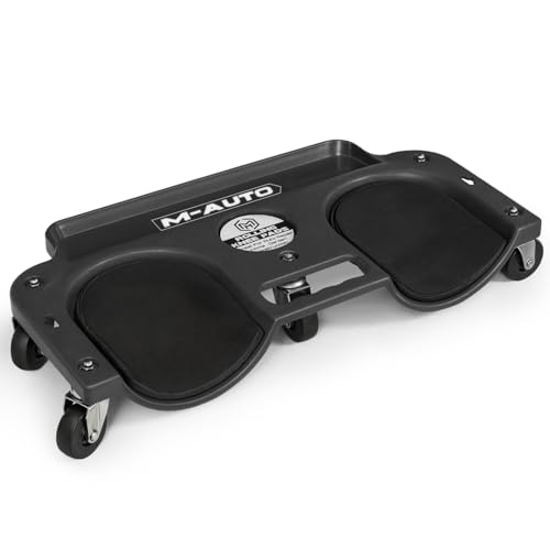 M-AUTO Rolling Knee Creeper Durable Knee Pads with Full 360 Degree Turn Casters and Tool Tray Garage Kneeling Pads on Swivel Castors for Home Workshop Auto Repairing Maintaining Black