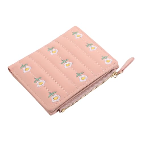 KESYOO Small Wallet Cute Purse: Women Pu Elegant Floral Embroidery Two-fold Design Card Slots And Zippered Coin Pocket Bifold Card Holder For Girls Ladies