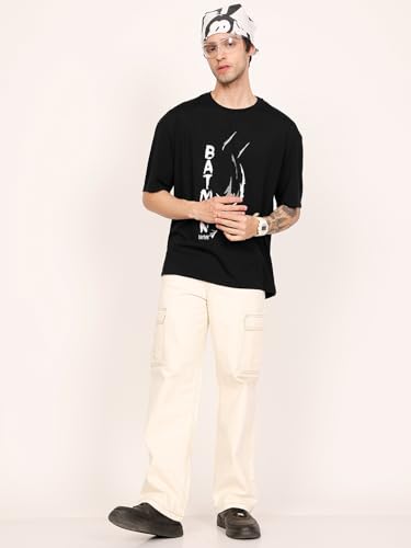 Image of LEOTUDE Men's Half Sleeve Round Neck Cottonblend Graphic Print Oversized Tshirt for Man