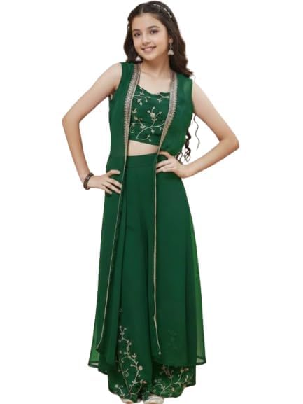 MORENDMORE Girls Embroderied Top Bottom set outfit | Kurta palazzo and Dupatta set for kids girls - Review, Price and Buying Guide
