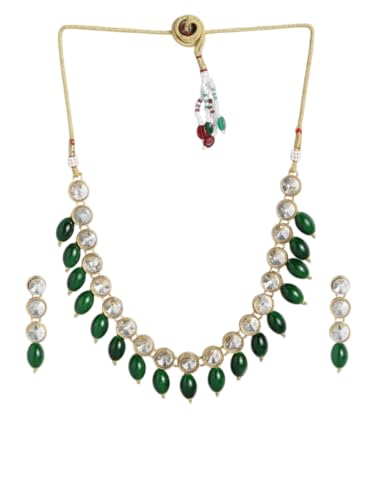 Gargantilla verde de cristal bañada en oro en latón talla S DMZ-3664