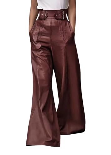 Pantalon en cuir femmes avec poches pratique pour un look décontracté
