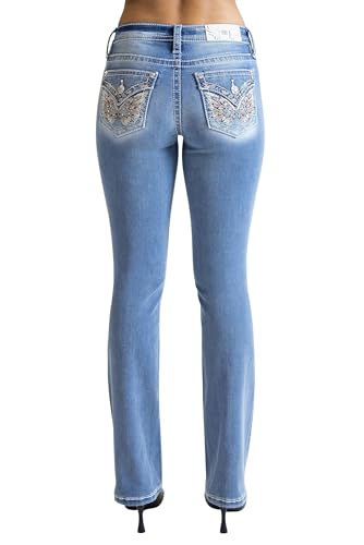 Miss Me Women's Fern Wings Faux Flap Pockets Mid-Rise Bootcut Jeans
